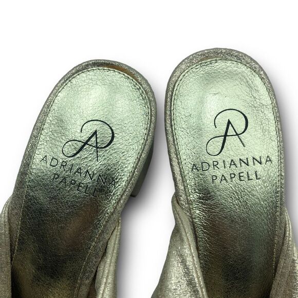 Adrianna Papell Gold Twist Front Summer Vacation Block Heels Open Toe Size 7.5M - Picture 4 of 6